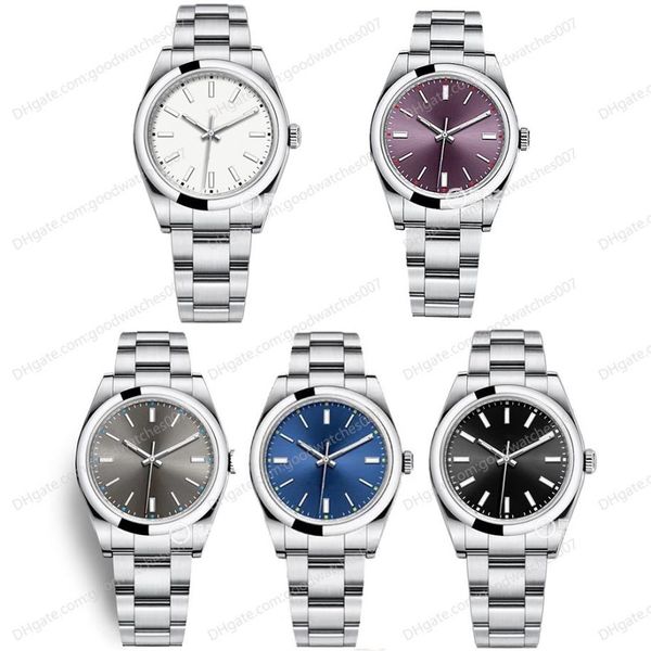 5 couleurs montre asiatique de haute qualité 2813 montres mécaniques automatiques montre pour hommes gris M114300-0001 39mm cadran violet en acier inoxydable S239a