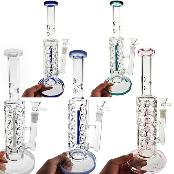 Bongs de vidrio de 11 pulgadas 14 mm Conjunto femenino Cachimbas Tubería de agua Embriagador Bong Fab Huevo Tubo recto Aceite Dab Rigs Perc en línea con tazón WP2161