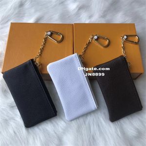 5 kleuren sleutel zakje zip portemonnee munt lederen portefeuilles vrouwen designer portemonnee met oranje box3026