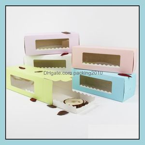5 kleuren lange kartonnen bakkerij doos voor cake roll Zwitserse dozen Cookie Packaging SN1577 Drop Delivery 2021 Packing Office School Business Ind