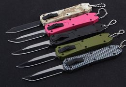 5 colores Mini llavero navaja de bolsillo autotf de aluminio de doble acción cuchillo auto pesca navidad regalo de defensa