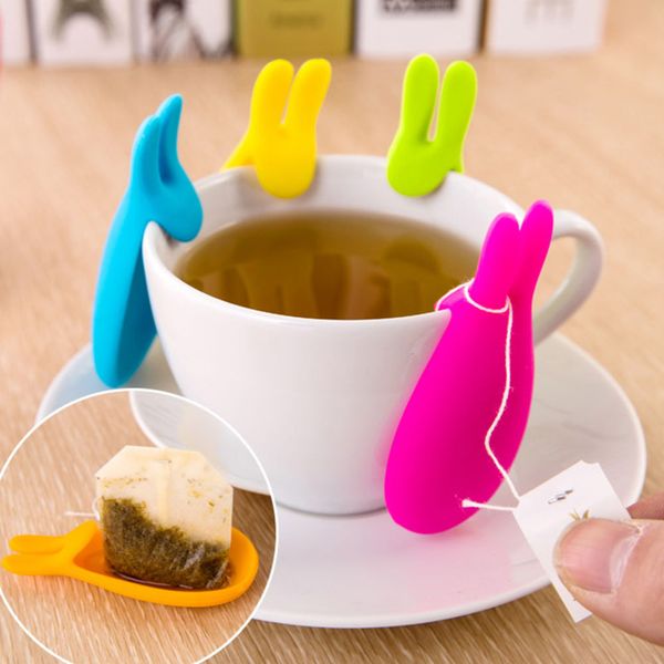 5 couleurs nouveau Silicone Gel lapin forme sachet de thé porte-infuseur couleur bonbon tasse cadeau lapin Silicone sachet de thé
