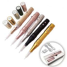 5 Colors Professional Wireless Permanent Makeup Cower Tattoo Machine Pen con agujas de cartucho 240411