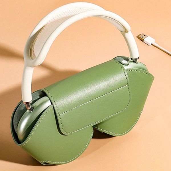 Bolsa para auriculares de cuero PU en 5 colores, antiarañazos, portátil, anticaída, funda protectora para auriculares, funda para Airpods Max, funda para auriculares