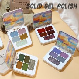 5 kleuren Solid Nail Lijm Jelly Cream Gum Palet Macaroon Manicure Pools Pigment Pudding Gel Nagel Polish UV Gel Glitter Gel 240430