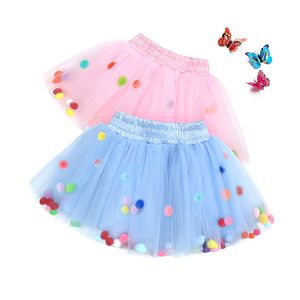 Falda de gasa con pompón de verano en 5 colores para niños, falda corta de baile de fiesta, faldas de tutú para niñas, ropa de fiesta de princesa M2758