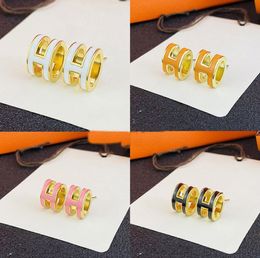 5 kleur super leuke Ontwerpers Dubbele Letters Stud oorbel voor Vrouwen Vergulde Luxe Merk Rvs Bruiloft Sieraden