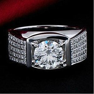 5 CT Man Sieraden Simuleren Diamond Ring voor Man Engagement Sterling Zilveren Bruiloft Sieraden Ring 18 K Wit Vergulde Mannen Goud