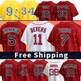 5 Enrique Hernández Rafael Devers Jerseys de béisbol Masataka Yoshida Justin Turner Christian Arroyo Boston Chris Sale Wilyer Abreu Connor Wong