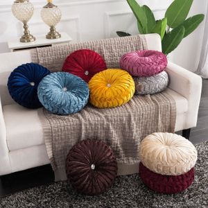 5 Europese pastorale stijl pompoen ronde zitkussen / rugkussen of als sofa kussen fluwelen stof 35x35cm 9 kleuren y200723