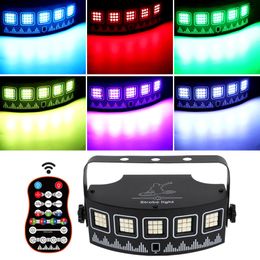 5 ogen 45 LED's RGBW UV Strobe Lights Stage -effectverlichting voor DJ Disco Home Party Control Sound Auto Remote Modi Wash Lamp