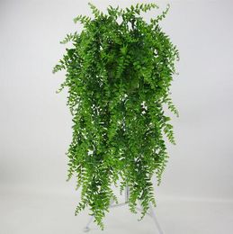 5 tenedores Perlas artificiales Carnoso verde Vid Ramas de hiedra Colgante de pared Planta de ratán de plástico otoño decoración de la boda en casa flores GB145