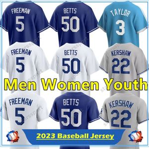 5 Freddie Freeman 2023 hommes femmes jeunes Baseball Jersey 50 Mookie Betts Clayton Kershaw Julio Urias Cody Bellinger Justin Turner Vin