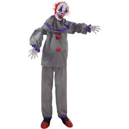 Decorazione di Halloween per interni o esterni coperti da 1,5 m sorride al clown animato. Funziona a batteria