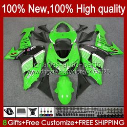 Carrosserie OEM pour KAWASAKI NINJA ZX1000 ZX-10R ZX1000CC 06-07 Moto Body 14No.11 ZX 10R 10 R 1000 CC 1000CC 2006 2007 ZX10R 06 07 ZX1000C 2006-2007 Carénages vert noir