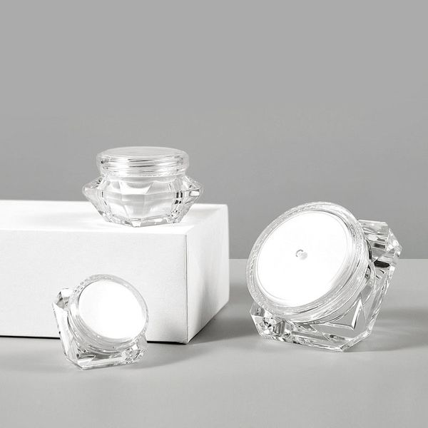 5 grammes 10 15 ML Diamond Clear Jars Récipient cosmétique en plastique Récipient vide pour échantillons de maquillage Pot en plastique transparent pour fard à paupières, ongles, poudre, peinture