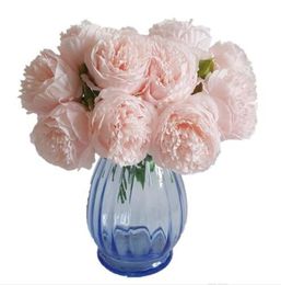 5 têtes 1 bouquet européen fleur artificielle fausse pivoine bouquet de mariée fête de mariage de noël maison décorative soie pivoine GB225