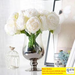 5 cabezas 1 grupo de flores artificiales europeas peony bouquet para bodas navideño hogar decorativo g0223 zz
