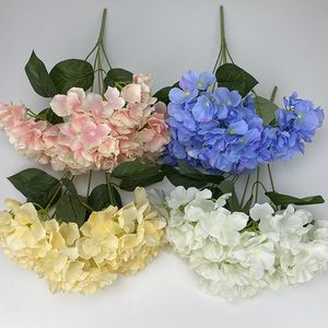 5 Hoofden Hydrangea Kunstmatige Zijden Bloemen Groen Roze Hydrangeas Fake Flowers Boeket voor Home Decor Party Wedding Centerpieces