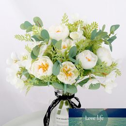 5 hoofden witte rozen kunstmatige bloemen pioen hoge kwaliteit voor bruiloft woondecoratie roze nep bloemen mariage bruid boeket