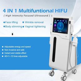 5 en 1 línea de radar de ultrasonido 4D Hifu 12 líneas máquina liposónica de estiramiento vaginal de estiramiento facial