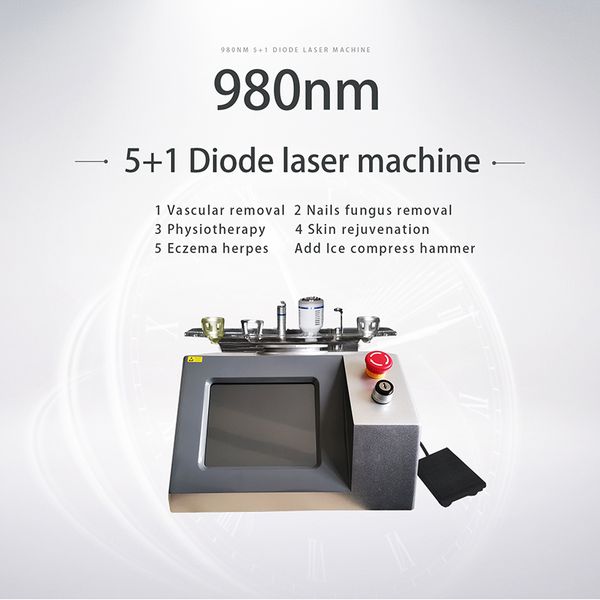 5 in 1 980 nm Diode Laser Laser Laser Permanent d'élimination vasculaire Varicose Veines Retirer la machine 980 Équipement de beauté Laser Laser Laser