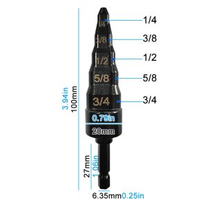 5 In 1 Airconditioner Copper Pipe Expander met 1/4 3/8 1/2 5/8 3/4 7/8inch Bits Swaging Drill Bit Set voor HVAC -reparatie