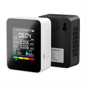 5 po en 1 CO2 METRIQUE DIGITAL TEMPEUR HUMIDIDE SENSOR TESTER SMART TVOC HCHO CO2 DÉTECTORE AIR QUALITÉ AIR MONITEUR POUR INDOR