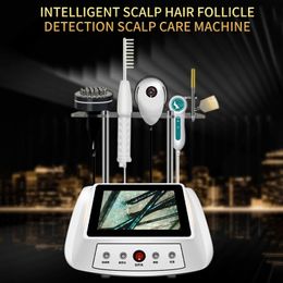 Máquina de tratamiento del cabello de escritorio 5 en 1 para regulación de aceite de masaje, analizador fotodinámico de detección de folículos HD para reparación del cuero cabelludo y daños