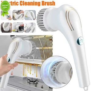 5 en 1 brosse de nettoyage électrique poche cuisine salle de bain brosse de lavage évier étanche outil de nettoyage multifonctionnel baignoire nettoyant