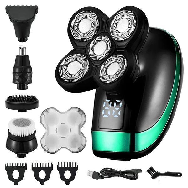 5 en 1 Rasoir électrique Rasoir électrique Raser rechargeable Machine à raser pour hommes Razor Double utilisation humide Utilisation Fast Fast Charge 240127