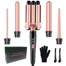 5 in 1 Hair Waver Krultang3 Barrel Crimper met snelle opwarming 04125 Inch Wand Curler voor alle typen 240116