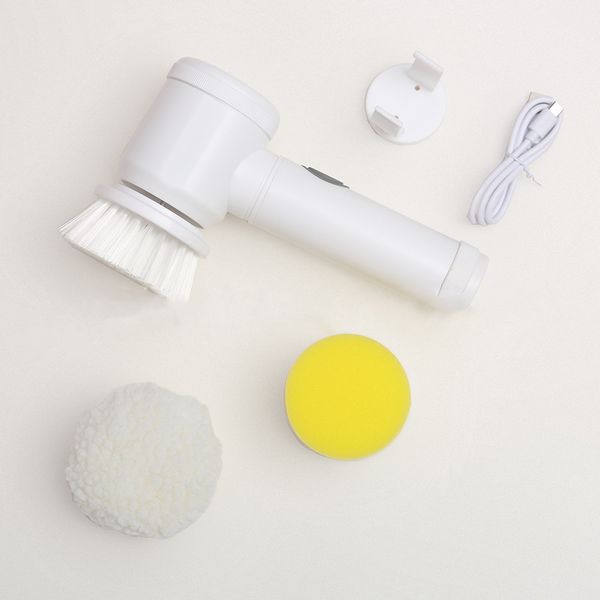 Bouchette de baignoire 5-en-1 cuisine de la cuisine de la salle de bain outil de nettoyage de salle de bain 3 brosse tête de brosse de toilette de nettoyage efficace brosse électrique