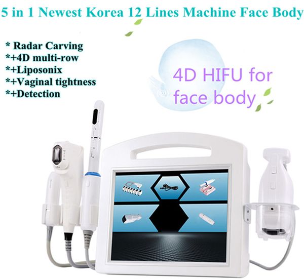 5 en 1 Hifu Machine 7D ou 9D avec Vaginal Rf Vmax Liposonic pour le lifting du visage anti-rides raffermissant la peau