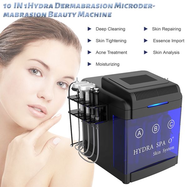 Máquina de hidrodermoabrasión 10 en 1, equipo de limpieza facial con exfoliación por agua y mango biológico RF ultrasónico