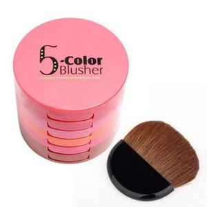 5-in-1 magische waterdichte blush 5-kleuren blusher palet met borstelspiegel vloeibare blush perzik 240228