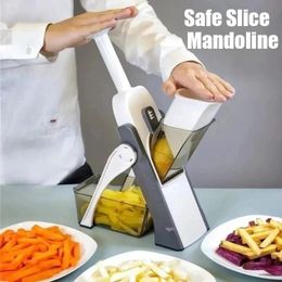 5 in 1 Handmatige groentesnijder veilig mandoline fruit vegetarisch voedsel chopper aardappel versnipperingen citroen slicer uien rasp keukengadgets 240429