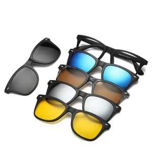 5 sur 1 hommes Lunettes de soleil magnétiques Clip sur des verres de verres magnétiques