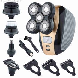 5-in-1 men's electric shaver balding electric shaver 5 floating head cordless beauty kit with beard nose and body trimmer Z230811