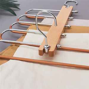 5 in 1 Multi-Purpose Magic Houten Broek Hanger voor Closet Storage Organizer 220408