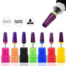 5 in 1 Nagel Boren Paars Gecoat Tungsten Carbide Taps toelopende Kop naar Nagels voor Manicure Pedicure Nagelriem Gel polish Verwijderen