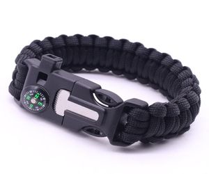 5 in 1 Outdoor Survival Armband Heren Dames Gevlochten Paracord Multifunctioneel Camping Redding Noodtouw Armbanden Kompasfluit W7129846