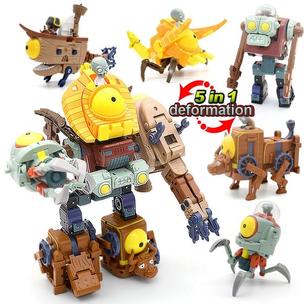 5 In 1 Plant vs Zombie Package pour garçons Boss Robot Doll Pvz Zombies Toys Education PVC Figure d'action Modèle Kid Gift 240416