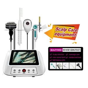 5 IN 1 Draagbare Hoofdhuidverzorging Haargroeimachine Met Haarzakjesdetectie Analyse Nano Spray Hoogfrequente Trillingsmassage Schoonheidsapparatuur voor Salon