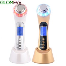 5 in 1 Ultrasound Micro Huidige Ion LED Photon Electroporation Massage Facial Czochralski Compac Anti-Aging Beauty Care Device J190629