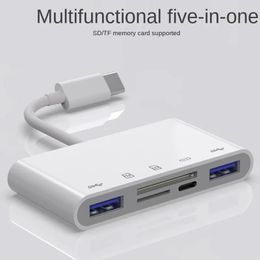 5 In 1Type-C Multi Adapter USB Connector TF-kaartlezer voor MacBook-laptop en meer USB C C-apparaten