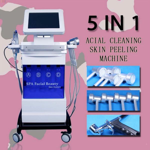 5 in1 Diamond Micro dermabrasion Rajeunissement de la peau machine d'élimination des rides hydro aqua clean Oxygen Jet Peel Spray Gun hydrofacial