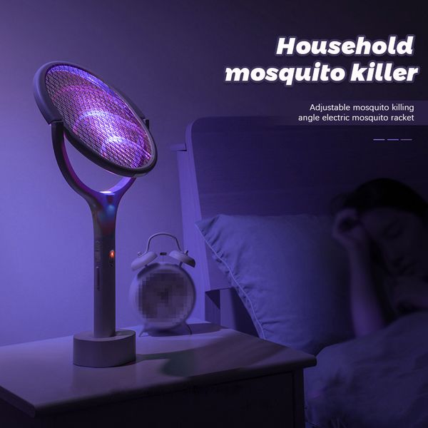 Matamosquitos eléctrico 5 en 1, lámpara para matar insectos, matamoscas ajustable multifuncional, recargable por USB, bate para moscas y mosquitos