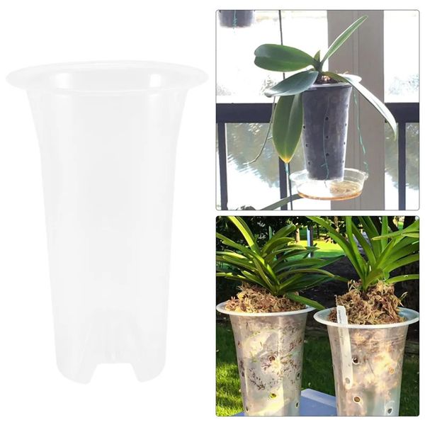 5 pouces 8 pièces Pot de fleur transparent planteur Pot d'orchidée en plastique avec trous grands Pots de plantes pour la décoration de magasin de fleurs à la maison 240320