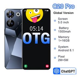 5 pouces C20 Pro 3G Phone cellulaire MTK6580M Quadcore 1 Go RAM 16 Go ROM 2M CAMÉRIE PRIMAIRE 5MP APPACIATION ARRIÈRE DUAL NANO SIM MOBILEPHONE Show 5G 16 Go RAM 1TB ROM